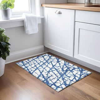 Piper Looms Chantille Abstract ACN972 Navy Machine Washable Area Rug Scatter Lifestyle Image Feature