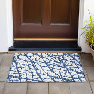 Piper Looms Chantille Abstract ACN972 Navy Machine Washable Area Rug Scatter Outdoor Lifestyle Image Feature