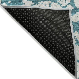 Piper Looms Chantille Abstract ACN972 Teal Machine Washable Area Rug Backing Image