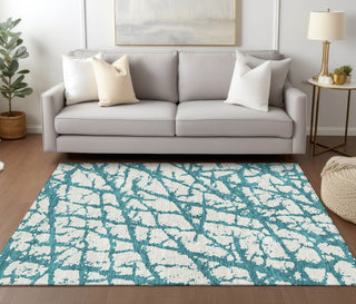 Piper Looms Chantille Abstract ACN972 Teal Machine Washable Area Rug Lifestyle Image Feature