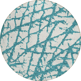 Piper Looms Chantille Abstract ACN972 Teal Machine Washable Area Rug Round Main Image