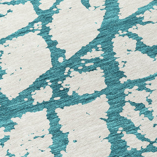 Piper Looms Chantille Abstract ACN972 Teal Machine Washable Area Rug Swatch Image