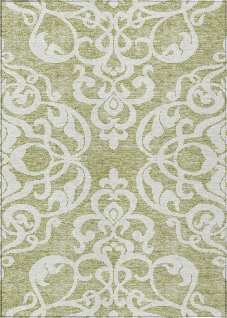 Piper Looms Chantille Damask ACN973 Aloe Machine Washable Area Rug main image