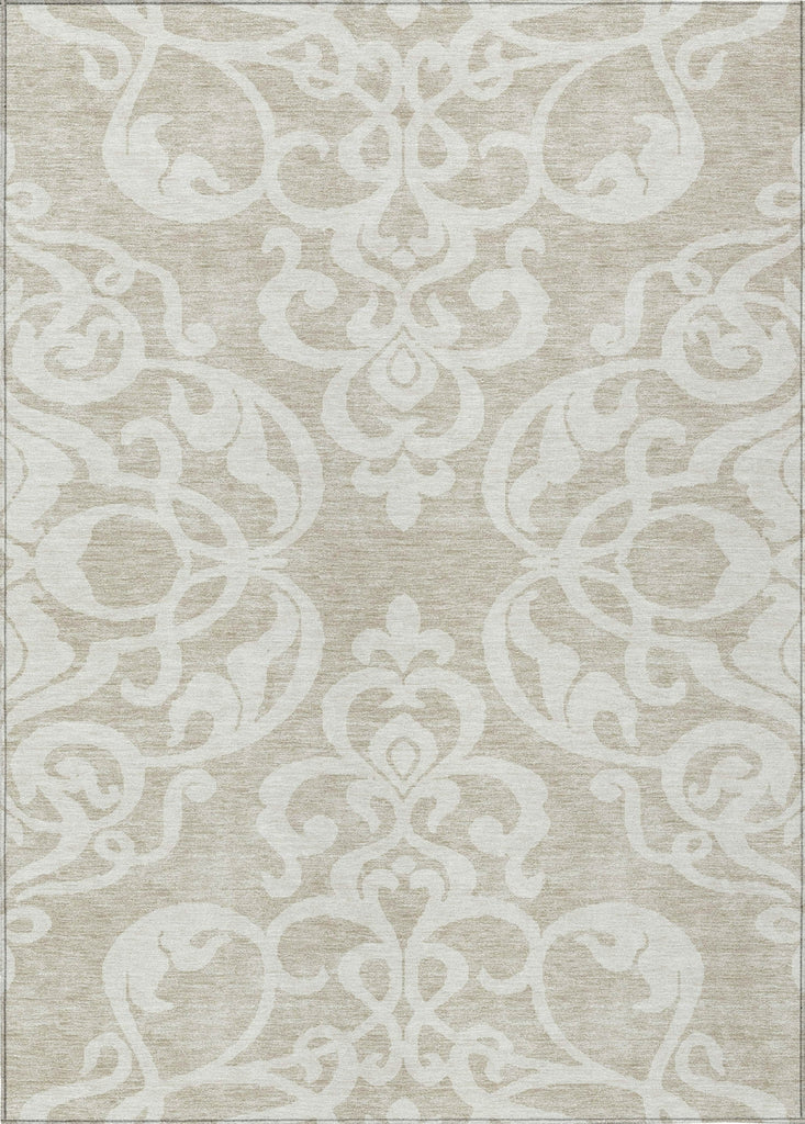 Piper Looms Chantille Damask ACN973 Beige Machine Washable Area Rug main image