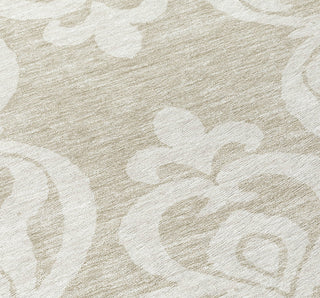 Piper Looms Chantille Damask ACN973 Beige Machine Washable Area Rug Swatch Image