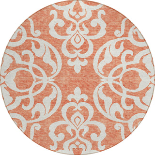 Piper Looms Chantille Damask ACN973 Coral Machine Washable Area Rug Round Main Image