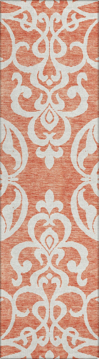 Piper Looms Chantille Damask ACN973 Coral Machine Washable Area Rug Runner Main Image