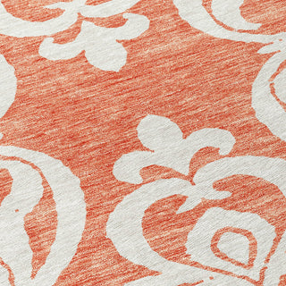 Piper Looms Chantille Damask ACN973 Coral Machine Washable Area Rug Swatch Image