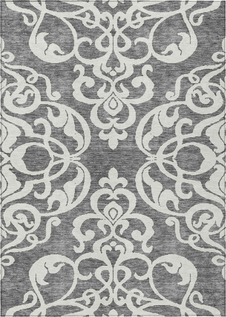 Piper Looms Chantille Damask ACN973 Gray Machine Washable Area Rug main image