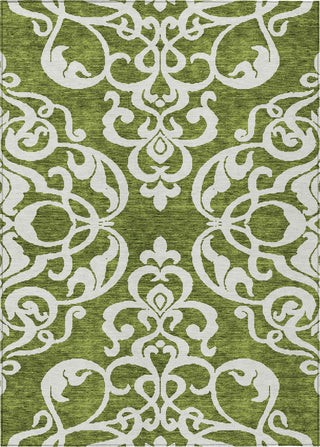 Piper Looms Chantille Damask ACN973 Green Machine Washable Area Rug main image