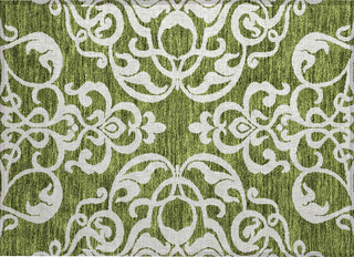 Piper Looms Chantille Damask ACN973 Green Machine Washable Area Rug Scatter Main Image