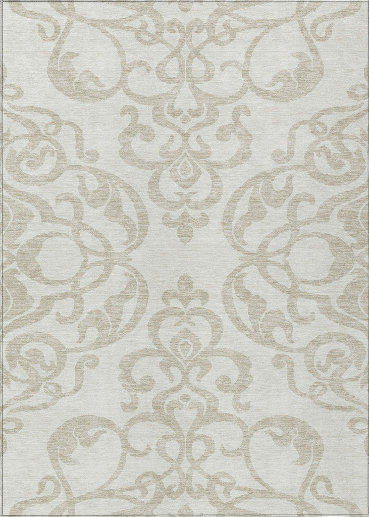 Piper Looms Chantille Damask ACN973 Ivory Machine Washable Area Rug main image