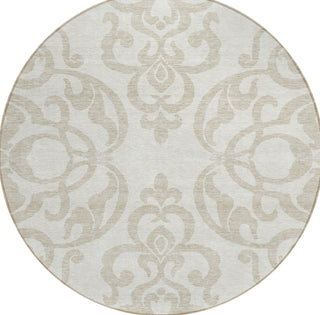 Piper Looms Chantille Damask ACN973 Ivory Machine Washable Area Rug Round Main Image