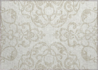 Piper Looms Chantille Damask ACN973 Ivory Machine Washable Area Rug Scatter Main Image