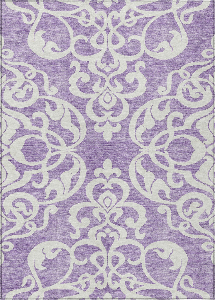 Piper Looms Chantille Damask ACN973 Purple Machine Washable Area Rug main image