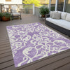 Piper Looms Chantille Damask ACN973 Purple Machine Washable Area Rug Outdoor Lifestyle Image Feature
