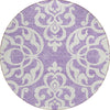 Piper Looms Chantille Damask ACN973 Purple Machine Washable Area Rug Round Main Image