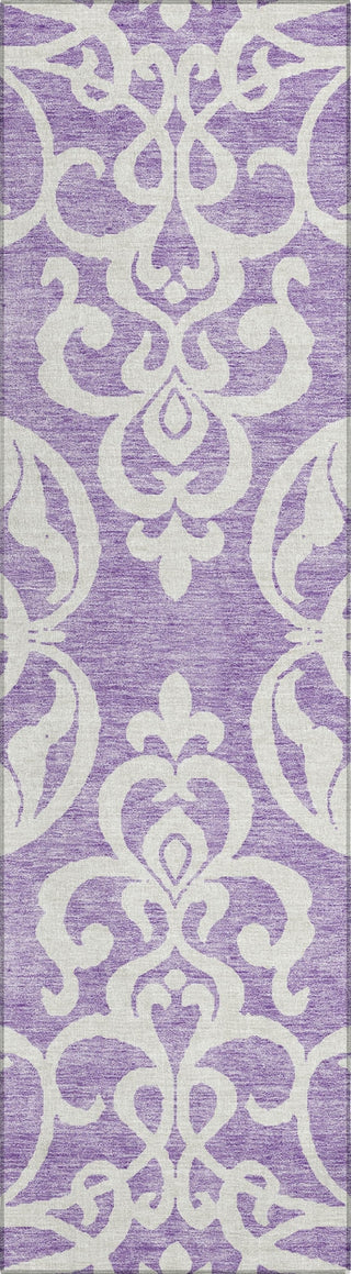 Piper Looms Chantille Damask ACN973 Purple Machine Washable Area Rug Runner Main Image