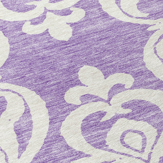 Piper Looms Chantille Damask ACN973 Purple Machine Washable Area Rug Swatch Image