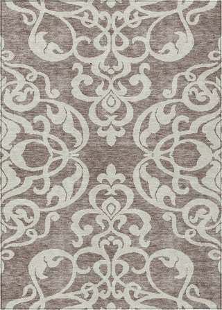 Piper Looms Chantille Damask ACN973 Taupe Machine Washable Area Rug main image