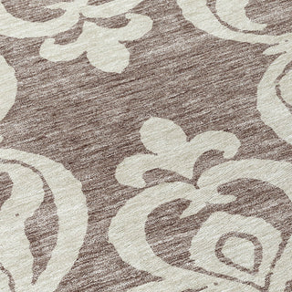Piper Looms Chantille Damask ACN973 Taupe Machine Washable Area Rug Swatch Image