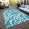 Piper Looms Chantille Damask ACN973 Turquoise Machine Washable Area Rug Outdoor Lifestyle Image Feature