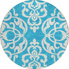 Piper Looms Chantille Damask ACN973 Turquoise Machine Washable Area Rug Round Main Image