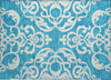 Piper Looms Chantille Damask ACN973 Turquoise Machine Washable Area Rug Scatter Main Image