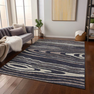 Piper Looms Chantille Nature ACN974 Black Machine Washable Area Rug Lifestyle Image Feature