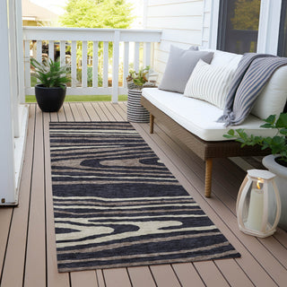 Piper Looms Chantille Nature ACN974 Black Machine Washable Area Rug Runner Outdoor Lifestyle Image Feature