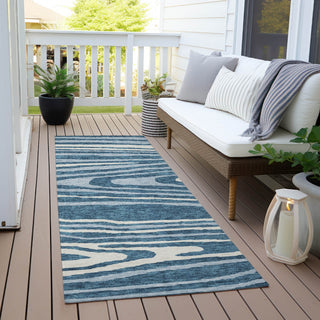Piper Looms Chantille Nature ACN974 Navy Machine Washable Area Rug Runner Outdoor Lifestyle Image Feature