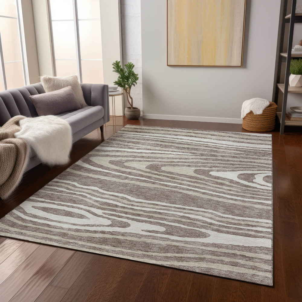 Piper Looms Chantille Nature ACN974 Taupe Machine Washable Area Rug Lifestyle Image Feature