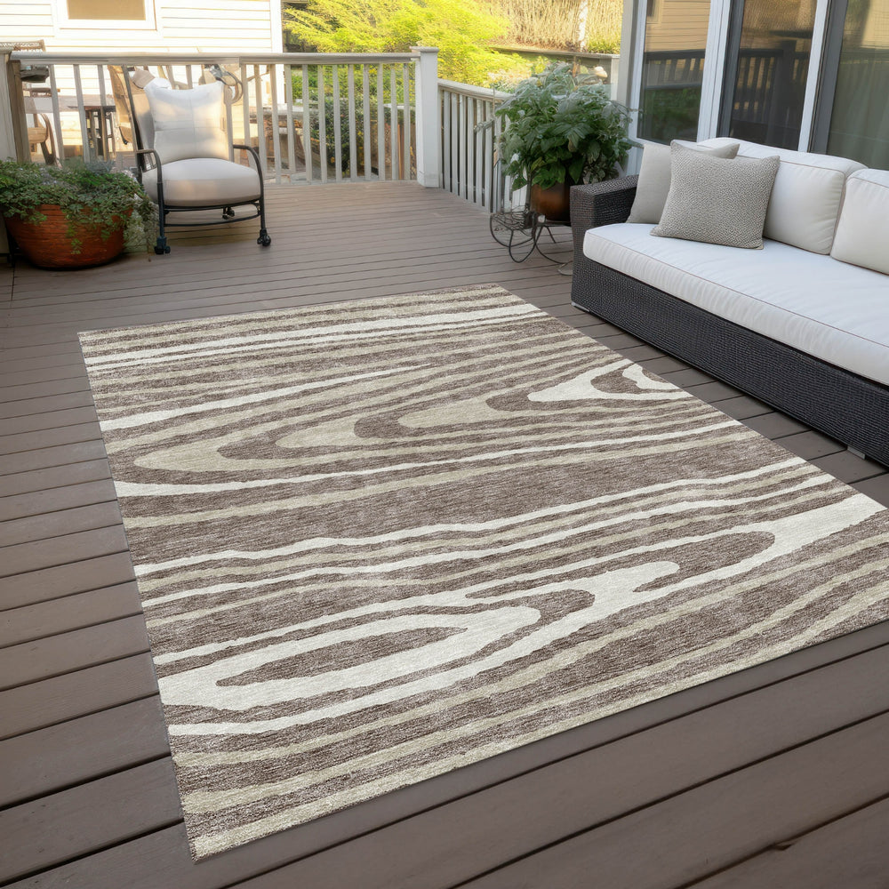 Piper Looms Chantille Nature ACN974 Taupe Machine Washable Area Rug Outdoor Lifestyle Image Feature