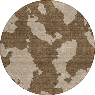Piper Looms Chantille Abstract ACN975 Brown Machine Washable Area Rug Round Main Image