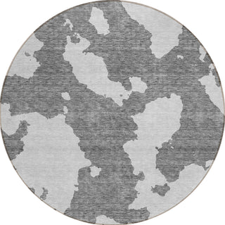 Piper Looms Chantille Abstract ACN975 Gray Machine Washable Area Rug Round Main Image