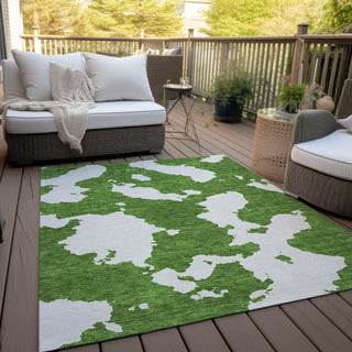 Piper Looms Chantille Abstract ACN975 Green Machine Washable Area Rug Outdoor Lifestyle Image Feature