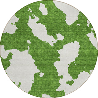 Piper Looms Chantille Abstract ACN975 Green Machine Washable Area Rug Round Main Image