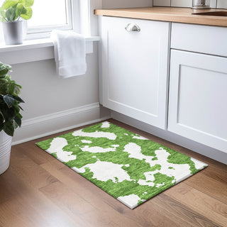 Piper Looms Chantille Abstract ACN975 Green Machine Washable Area Rug Scatter Lifestyle Image Feature