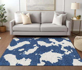 Piper Looms Chantille Abstract ACN975 Navy Machine Washable Area Rug Lifestyle Image Feature