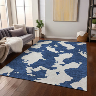 Piper Looms Chantille Abstract ACN975 Navy Machine Washable Area Rug Lifestyle Image Feature
