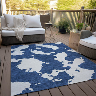 Piper Looms Chantille Abstract ACN975 Navy Machine Washable Area Rug Outdoor Lifestyle Image Feature