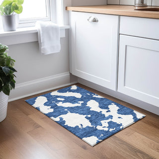 Piper Looms Chantille Abstract ACN975 Navy Machine Washable Area Rug Scatter Lifestyle Image Feature