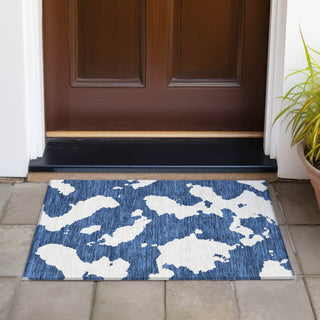 Piper Looms Chantille Abstract ACN975 Navy Machine Washable Area Rug Scatter Outdoor Lifestyle Image Feature