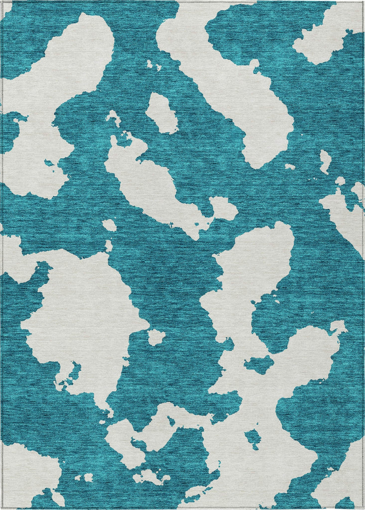 Piper Looms Chantille Abstract ACN975 Teal Machine Washable Area Rug main image