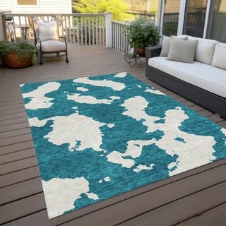 Piper Looms Chantille Abstract ACN975 Teal Machine Washable Area Rug Outdoor Lifestyle Image Feature