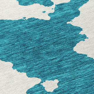 Piper Looms Chantille Abstract ACN975 Teal Machine Washable Area Rug Swatch Image