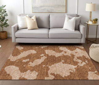Piper Looms Chantille Abstract ACN975 Terracotta Machine Washable Area Rug Lifestyle Image Feature