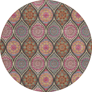 Piper Looms Chantille Modern ACN976 Black Machine Washable Area Rug Round Main Image