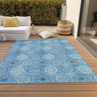 Piper Looms Chantille Modern ACN976 Denim Machine Washable Area Rug Outdoor Lifestyle Image Feature