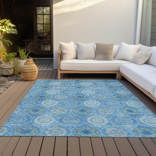 Piper Looms Chantille Modern ACN976 Denim Machine Washable Area Rug Outdoor Lifestyle Image Feature